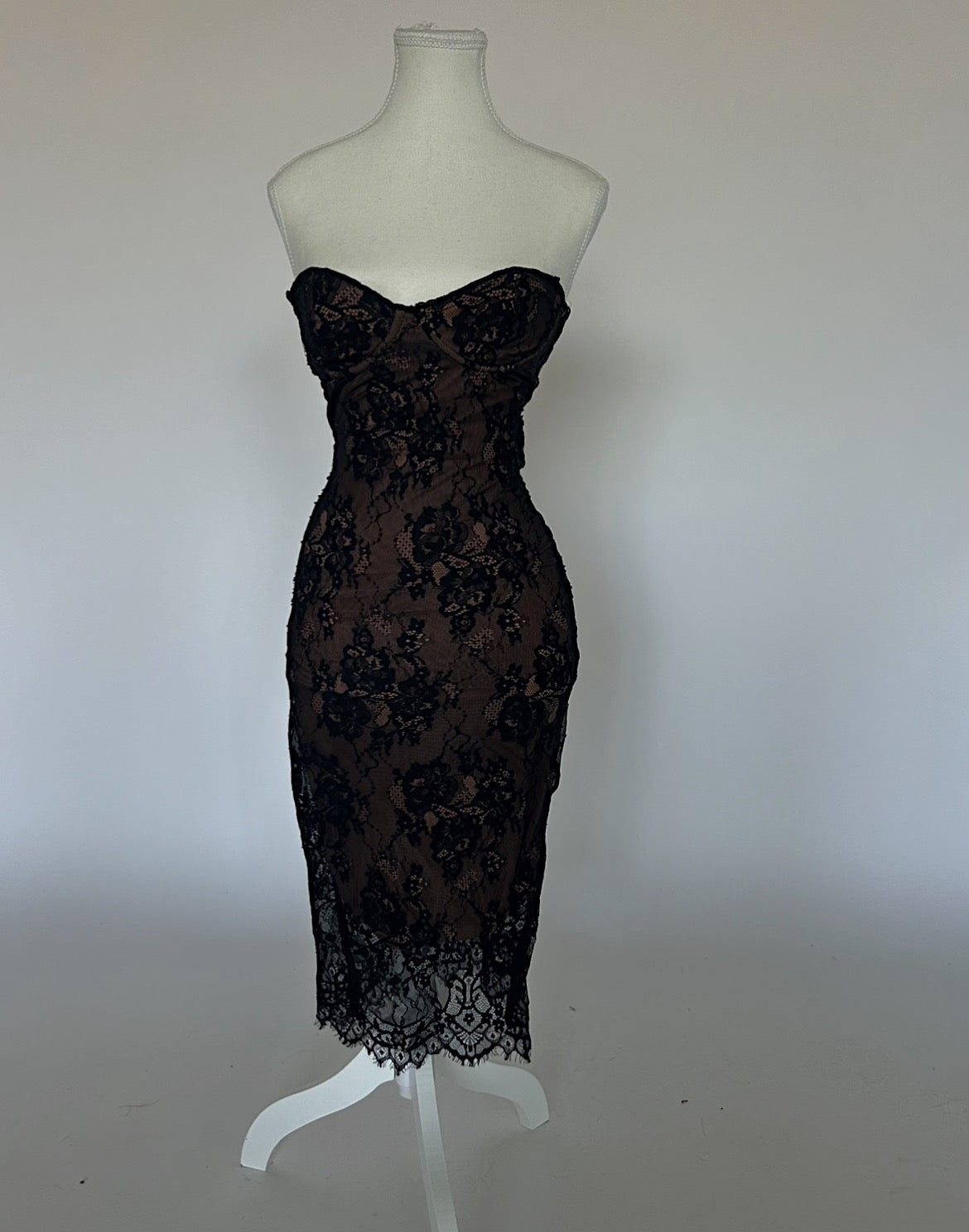 Lace Fitted Mid Length Dress