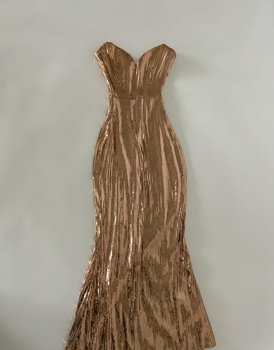 Gold Slim Fitted Maxi Dress