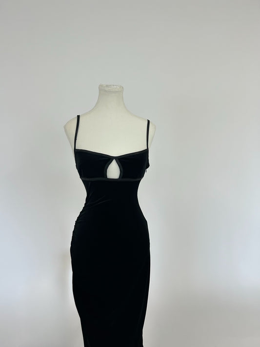 Black Polished Satin Dress